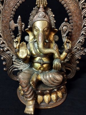 Ganesha Sculpture in Gilded Bronze, 1920s-IBO-1450762