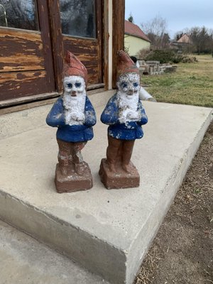 Garden Cement Dwarf Sculptures, Set of 2-OXJ-1181245