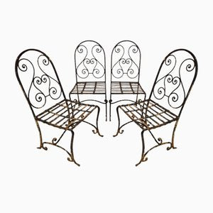 Garden Chairs in Wrought Iron, 1930s, Set of 4-EAD-1719293