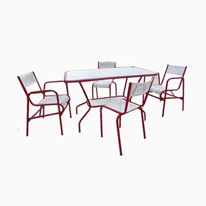 Garden Chairs & Table by Matégot, Set of 5-WSV-605210