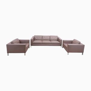 Garnitur Sofa and Armchairs in Leather by Norman Foster for Walter Knoll, 1990s, Set of 3-BVM-1424428