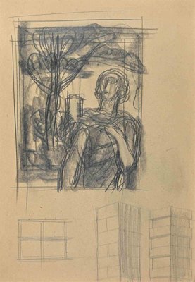 Gaspard Maillol, The Woman in a Garden, Drawing, Early 20th Century-ZCI-1788515