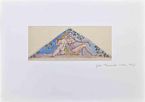 Gaston Touissant, Adam and Eve, Original Drawing, Early 20th-Century-ZCI-1362682