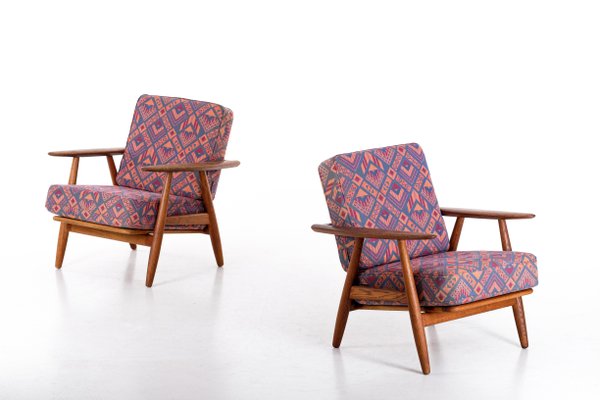 GE 240 Cigar Easy Chairs in Oak by Hans J. Wegner, 1950s, Set of 2-QU-1706908