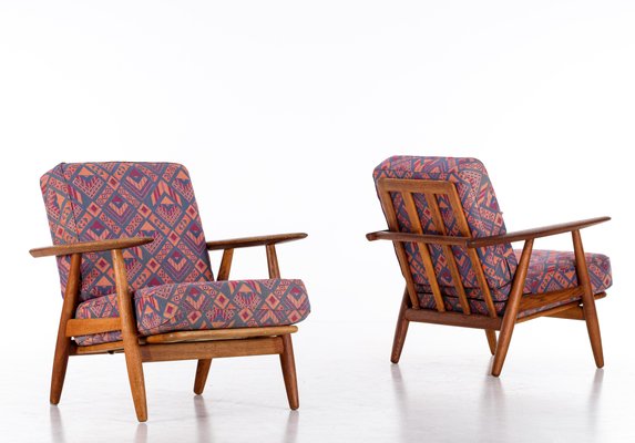 GE 240 Cigar Easy Chairs in Oak by Hans J. Wegner, 1950s, Set of 2-QU-1706908