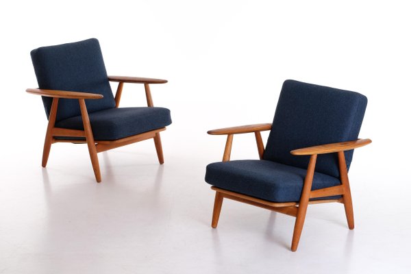 GE 240 Cigar Easy Chairs in Oak by Hans J. Wegner, 1950s, Set of 2-QU-1706907