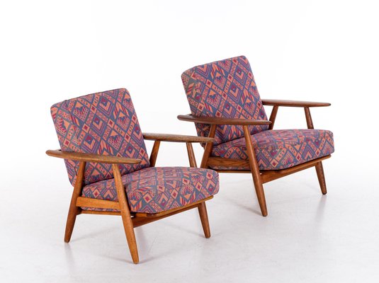 GE 240 Cigar Easy Chairs in Oak by Hans J. Wegner, 1950s, Set of 2-QU-1706908