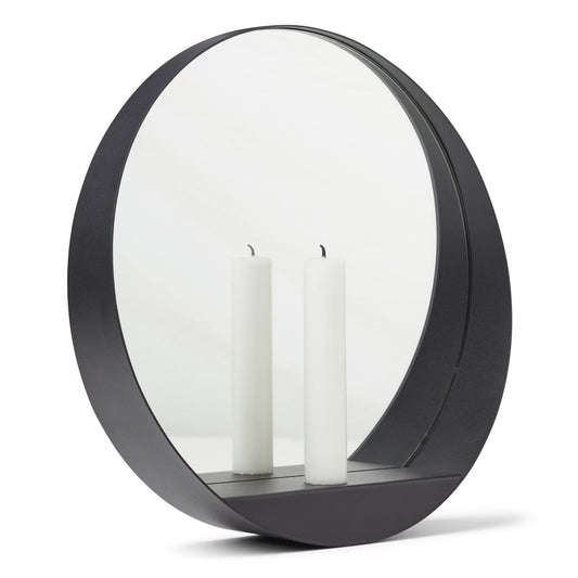 Glim Mirror/ Candlestick Round by Gejst #Black
