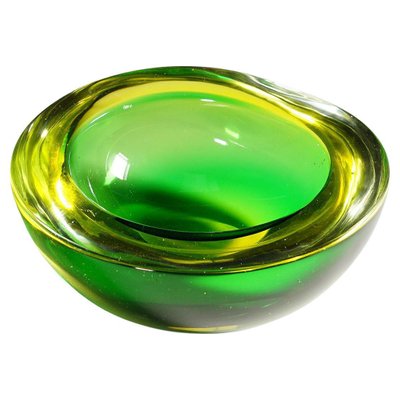 Geode Bowl in Green and Yellow Murano Glass by Archimede Seguso, Italy, 1960s-KJP-1444450