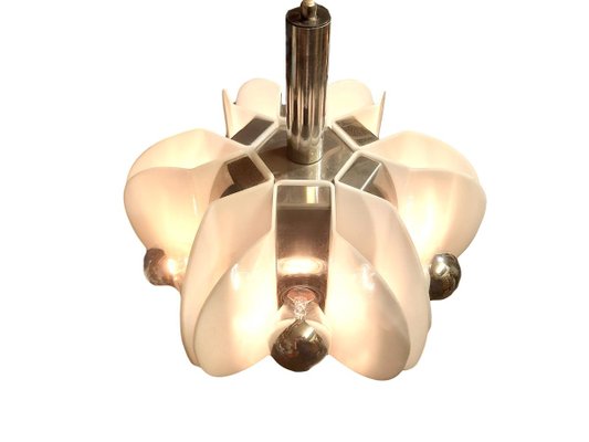 Geometric Acrylic Glass & Chrome Pendant Lamp, 1970s-ES-751162