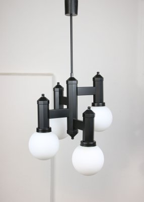 Geometric Black and Opaline Glass Ceiling Lamp-HGJ-1123795