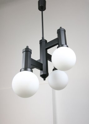 Geometric Black and Opaline Glass Ceiling Lamp-HGJ-1123795