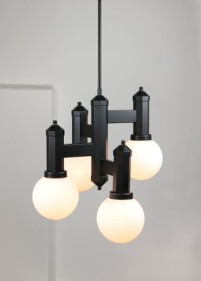 Geometric Black and Opaline Glass Ceiling Lamp-HGJ-1123795