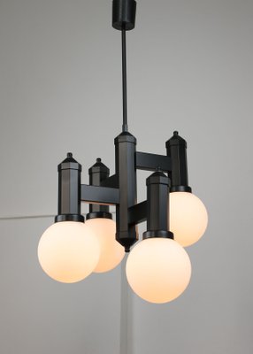 Geometric Black and Opaline Glass Ceiling Lamp-HGJ-1123795