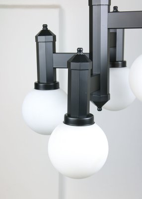 Geometric Black and Opaline Glass Ceiling Lamp-HGJ-1123795