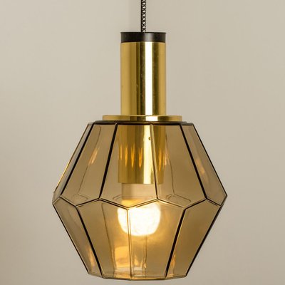 Geometric Brass and Clear Glass Pendant Light by Limburg, 1970s-VDW-1314200