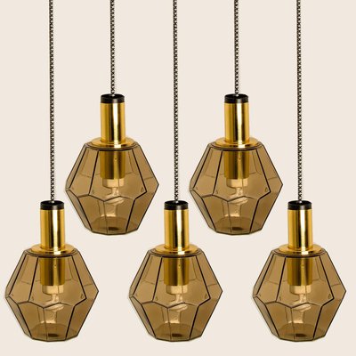 Geometric Brass and Clear Glass Pendant Light by Limburg, 1970s-VDW-1314200