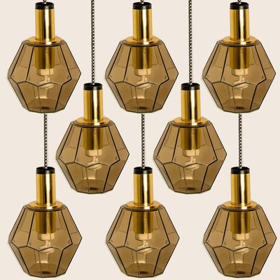 Geometric Brass and Clear Glass Pendant Light by Limburg, 1970s-VDW-1314200