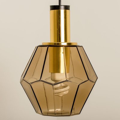 Geometric Brass and Clear Glass Pendant Light by Limburg, 1970s-VDW-1314200