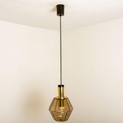 Geometric Brass and Clear Glass Pendant Light by Limburg, 1970s-VDW-1314200