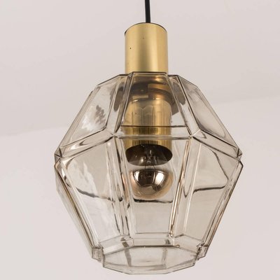 Geometric Brass and Clear Glass Pendant Light from Limburg, 1960s-VDW-910047