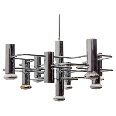 Geometric Chrome Chandelier by Gaetano Sciolari, 1960s-KL-1821442