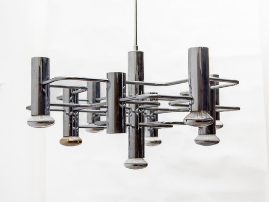 Geometric Chrome Chandelier by Gaetano Sciolari, 1960s-KL-1821442