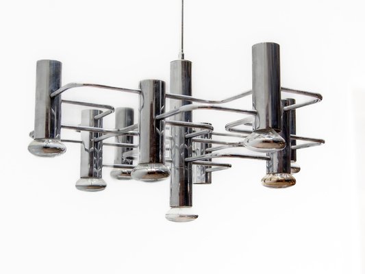 Geometric Chrome Chandelier by Gaetano Sciolari, 1960s-KL-1821442