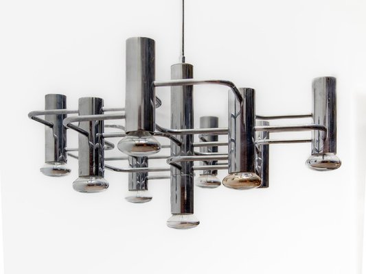 Geometric Chrome Chandelier by Gaetano Sciolari, 1960s-KL-1821442