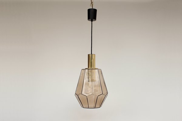 Geometric Smoked Glass Pendant Light from Limburg, 1970s-DUM-2027091