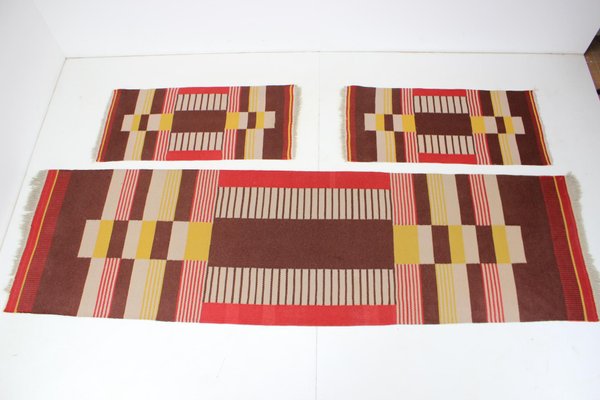 Geometric Wool Rugs by Antonín Kybal, 1940s, Set of 3-TZ-1262915