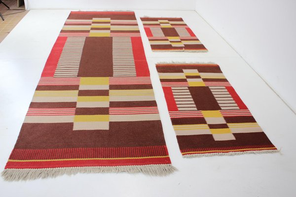 Geometric Wool Rugs by Antonín Kybal, 1940s, Set of 3-TZ-1262915