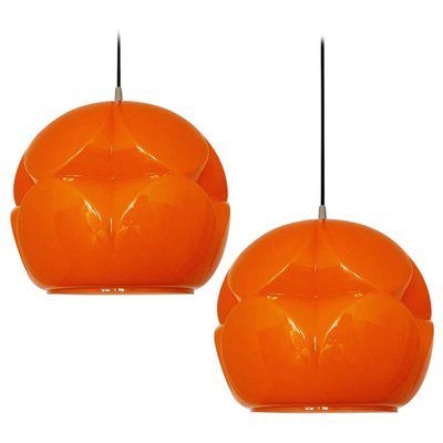 Geometrical Cast Opaque Orange Glass Fixtures from Peill & Putzler, Set of 2-VDW-991425