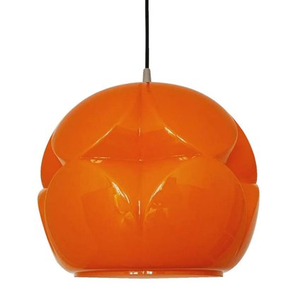 Geometrical Cast Opaque Orange Glass Fixtures from Peill & Putzler, Set of 2-VDW-991425