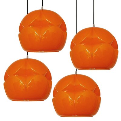 Geometrical Cast Opaque Orange Glass Fixtures from Peill & Putzler, Set of 2-VDW-991425