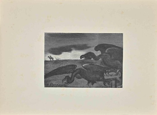 Georges Berger, Waiting Hyenas, Woodcut Print, Early 20th Century-ZCI-1788832