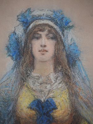 Georges Clairin, Sarah Bernhardt in La Samaritaine, Original Pastel Drawing, 1916, Framed-KHH-1452289