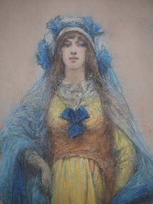 Georges Clairin, Sarah Bernhardt in La Samaritaine, Original Pastel Drawing, 1916, Framed-KHH-1452289