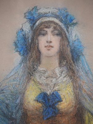 Georges Clairin, Sarah Bernhardt in La Samaritaine, Original Pastel Drawing, 1916, Framed-KHH-1452289