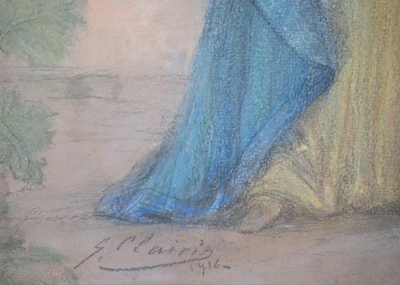 Georges Clairin, Sarah Bernhardt in La Samaritaine, Original Pastel Drawing, 1916, Framed-KHH-1452289