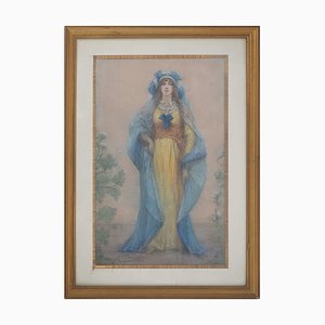 Georges Clairin, Sarah Bernhardt in La Samaritaine, Original Pastel Drawing, 1916, Framed-KHH-1452289