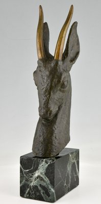 Georges Garreau, Art Deco Bust of a Deer, Bronze-KTN-1318548