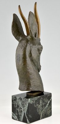 Georges Garreau, Art Deco Bust of a Deer, Bronze-KTN-1318548