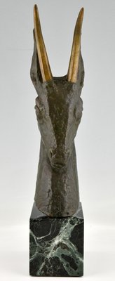 Georges Garreau, Art Deco Bust of a Deer, Bronze-KTN-1318548