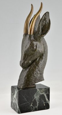 Georges Garreau, Art Deco Bust of a Deer, Bronze-KTN-1318548