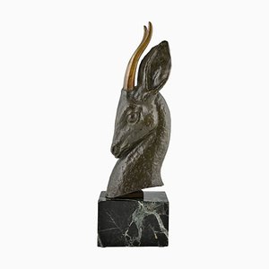 Georges Garreau, Art Deco Bust of a Deer, Bronze-KTN-1318548