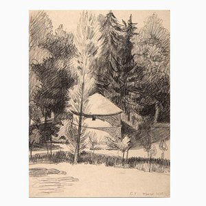 Georges-Henri Tribout, Landscape with Trees, Original Drawing, 1935-ZCI-1281559