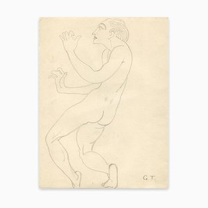 Georges-henri Tribout - Naked Man Standing - Original Drawing - Early 20th Century-ZCI-870854