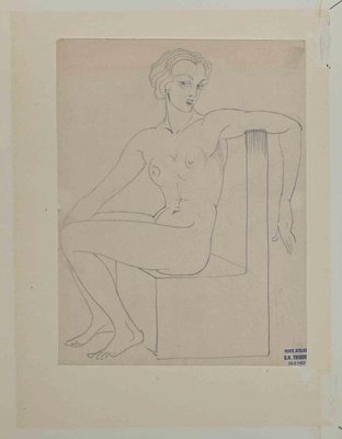 Georges-Henri Tribout, Posing Nude, Original Drawing, 1930s-ZCI-1300574