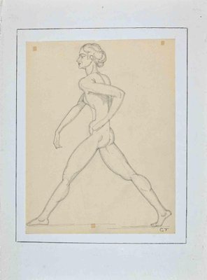 Georges-Henri Tribout, Standing Nude, Original Pencil Drawing, 1950s-ZCI-1293888